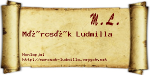 Márcsák Ludmilla névjegykártya